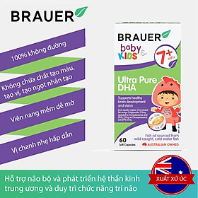 DHA tinh khiết cho bé Brauer Ultra Pure Úc Giúp phát triển não bộ, khả năng tập trung và ghi nhớ, tốt cho mắt cải thiện thi lực - Massel Official