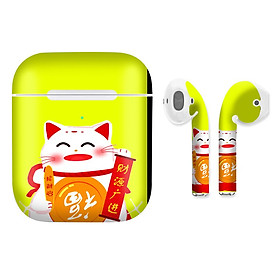 Mua Miếng dán skin chống bẩn cho tai nghe AirPods in hình Mèo Thần Tài - TTD - x005 (bản không dây 1 và 2)