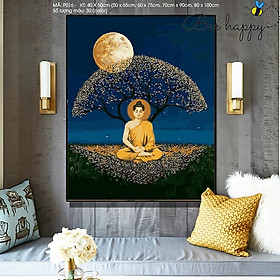Mua Tranh Sơn Dầu Số Hóa Phật Dưới Ánh Trăng BEE HAPPY Chuẩn Màu Hàng Có Sẵn
