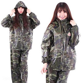 Mua Áo mưa bộ vải dù cho người lớn 2XL  màu lính rằn ri  siêu bền  chống thấm phù hợp cả nam và nữ