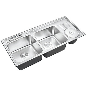 Mua Chậu rửa chén Inox 2 hộc một hố rác Eurolife EL-C3 (Trắng bạc)