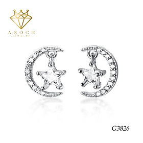 Khuyên tai bạc Ý s925 mặt trăng G3826 - AROCH Jewelry