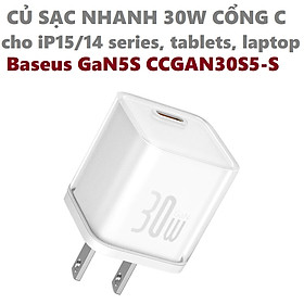 Mua Củ sạc nhanh 30W 20W 1cổng Type C cho iP 14/15 series laptop tablet Baseus GaN5S CCGAN30S5-S _ Hàng chính hãng