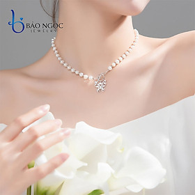 Hình ảnh Vòng Chocker Ngọc Trai Nuôi Tự Nhiên, Dây Chuyền Bạc S295 Ngọc Nhí Mặt Charm Hình Bướm Độc Đáo - DB2811 - Bảo Ngọc Jewelry