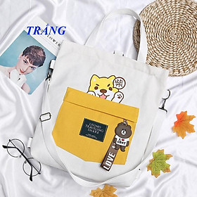 TÚI TOTE VẢI CANVAS NỮ ĐEO VAI PHONG CÁCH HÀN QUỐC TRẺ TRUNG