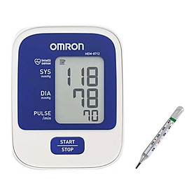 Máy Đo Huyết Áp Bắp Tay Omron HEM-8712 (Trắng Phối Xanh) + Tặng Nhiệt Kế Thủy Ngân