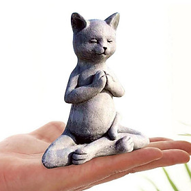 Unique Cat Figurine Buddha 12x9cm Statue Animal Decor Bookcase Sculpture