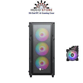 Mua Vỏ Máy Tính Case VSP Gaming KA27 + 4 fan led 120mm - Case ATX  hai mặt kính cường lực - Hàng Chính Hãng