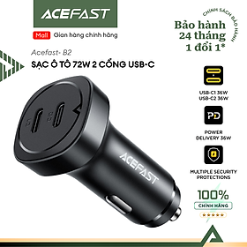 Sạc ô tô Acefast 72W 2 cổng USB-C - B2 Hàng chính hãng Acefast
