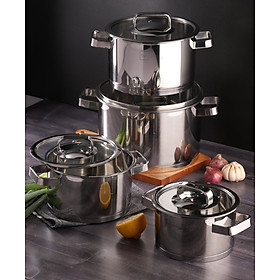 Mua Bộ 4 nồi Inox 304 nắp kính Fivestar Plus 16cm/18cm/20cm/24cm