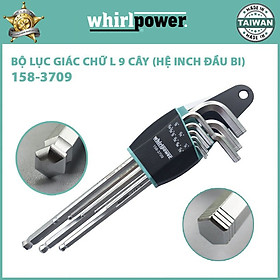 BỘ LỤC GIÁC CHỮ L 9 CÂY (HỆ INCH ĐẦU BI) WHIRLPOWER 158-3709