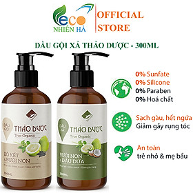 Combo dầu gội thảo dược dầu xả tóc ECOCARE 300ml, sạch gàu, suôn mượt, giảm gãy rụng