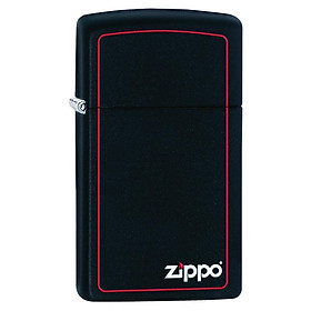 Bật Lửa Zippo Black Matte with Zippo Logo And Border Slim 1618ZB