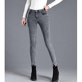 Quần jean dài skinny BIG SIZE màu xám khói lưng cao co dãn mạnh 3147