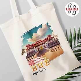 Túi canvas GIADO, túi vải bố, túi tote mẫu Huế ngọ môn kinh thành
