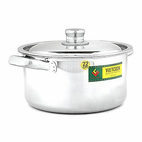 Nồi inox Vietcook nắp inox 1 đáy- size 18cm