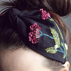 DIY tự làm tuban, băng đô thêu hoa, hoa xuân, thu-hạ-đông, thêu tay, handmade shop