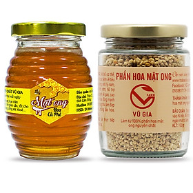 Combo Mật Ong Hoa Cà Phê + Phấn Hoa Mật Ong - Nguyên Chất Vũ Gia (100g/ml/hũ)