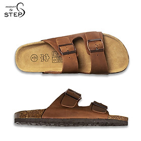 Dép đế trấu Unisex Da quai 2 khoá