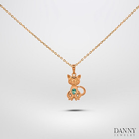 Mặt Dây Danny Jewelry Bạc 925 Xi Vàng Hồng Hình Con Mèo Đính Đá Zircon MD035