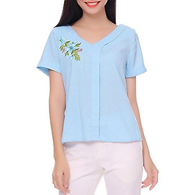 Áo Kiểu Thêu 2 Mặt An Thủy 617 - Xanh Dương