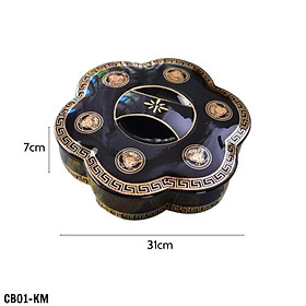 Mua Khay đựng mứt bánh gam màu đen huyền bí nhiều ngăn mang phong cách tân cổ điển sang trọng CB01-KM. Chất liệu sứ cao cấp vẽ vàng