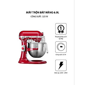 Máy Trộn Bát Nâng Chuyên Nghiệp 6.9l KitchenAid 5KSM7990XEER Professional Màu Đỏ Hàng chính hãng