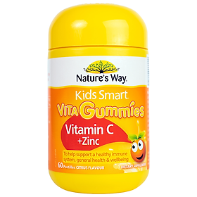 Nature's Way Kids Smart VITA GUMMIES( VITAMIN C+ Zn) - Bổ sung kẽm và vitamin C cho trẻ (60 viên/ lọ)