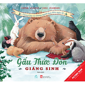 Sách tranh song ngữ Gấu thức đón Giáng sinh - Ehomebooks