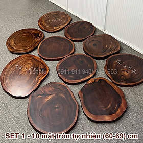Mua Combo 10 Mặt Bàn Tròn Cà Phê Gỗ Me Tây Nguyên Tấm Tự Nhiên Đường Kính (60-69)cm - KOHAFU