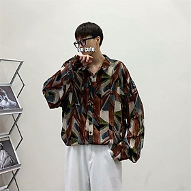 Áo Sơ Mi Tay Dài Họa Tiết In 3d Phong Cách Hàn Quốc Cho Nam / Nữ
