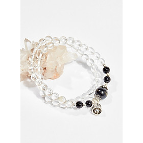 Vòng chuỗi hạt đeo tay 2 line đá thạch anh trắng 6mm mệnh thủy , kim - Ngọc Quý Gemstones