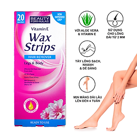 Miếng dán tẩy lông Beauty Formulas Wax Strips Legs and Body - hộp 20 miếng
