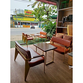 Mua Ghế băng cafe Tundo băng ghế dài 2 ghế đơn và bàn màu cam đất
