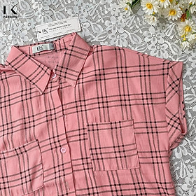 Áo Sơ Mi Nữ NK Fashion Thiết Kế Cỏ Đức Vai Chờm Họa Tiết Kẻ, Chất Liệu Nhập Hàn Cao Cấp NKSM2204001