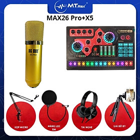 Mua Combo sound card X5 + mic thu âm max26 chuyên hát nhạc livestream tặng kèm full phụ kiện hát nhạc cực hay