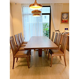 Bộ bàn ăn 8 ghế gỗ óc chó - 2m4 ván thuyền