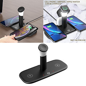 LH5 5in1 Qi Dual Wireless Pad Charger with Night Light for Pro iWatch Airpods