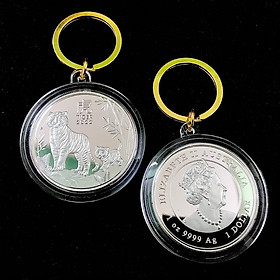 Móc Khóa Xu Úc Hình Con Cọp Mạ Bạc, Dùng để trang trí chìa khóa, làm quà tặng dịp Lễ, Tết, kích thước 5cm, màu bạc - TMT Collection - SP005413