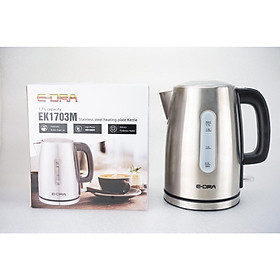 Mua   Hàng Chính Hãng   Ấm Siêu Tốc E-Dra EK1703 1 7 Lít Chất Liệu Thép Không Gỉ Đế Xoay 360 Độ Có Công Tắc Chống Đun Sôi Khô