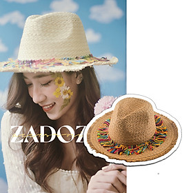 Mũ cói panama đi biển vintage tua rua nhiều màu (mũ phớt) - Ảnh thật shop tự chụp- dáng cowboy panama nón cói đi biển