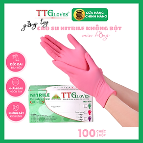 Mua Găng Tay Y Tế  Găng Tay Cao Su Y Tế Không Bột Nitrile TTGLOVES cao cấp Màu Hồng 4.0g 100 Chiếc (SIZE M)