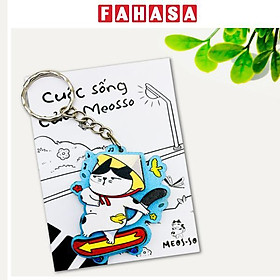 Móc Khóa Gỗ - Mèo Lướt Ván - Meosso