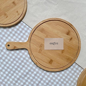 Mua Khay gỗ tre ONGTRE đựng bánh Pizza có tay cầm nhiều kích thước D:15-25 cm