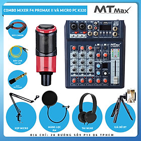 Mua Combo thu âm  livestream Micro TakStar PC-K320  Mixer MTMax F4 ProMax II - Kèm full phụ kiện kẹp micro  màng lọc  tai nghe  dây canon  dây livestream  giá đỡ ĐT - Hỗ trợ thu âm  karaoke online chuyên nghiệp - Hàng nhập khẩu