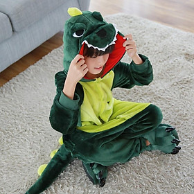 Bộ đồ liền thân lông mịn hình khủng long đủ size cho bé và cho người lớn