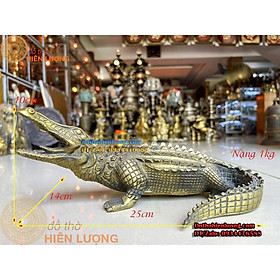 Mua Tượng Cá Sấu Bằng Đồng Vàng Nguyên Chất Trang Trí Bàn Việc Dài 25cm