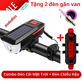 combo Đèn xe đạp thể thao siêu sáng có còi pin sạc chống nước + Đèn chiếu hậu cảnh báo TẶNG 2 ĐÈN GẮN VAN XE - combo đèn NLMT Xanh, ĐènHậu 01, BộĐènGắnVan