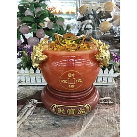 Mua Bát vàng  Bát Tụ Tài  Bát Tụ Bảo đá mã não đỏ Hút Tài  Hút Lộc  Chiêu tài lộc trang trí bàn thờ ông thần tài thổ địa - Cao 24 cm