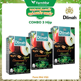 (Combo 3 hộp) Trà Dilmah Apple Cinnamon & Vanilla Hương Táo Quế & Vanilla 30g 20 túi x 1.5gr - Tinh hoa trà Sri Lanka